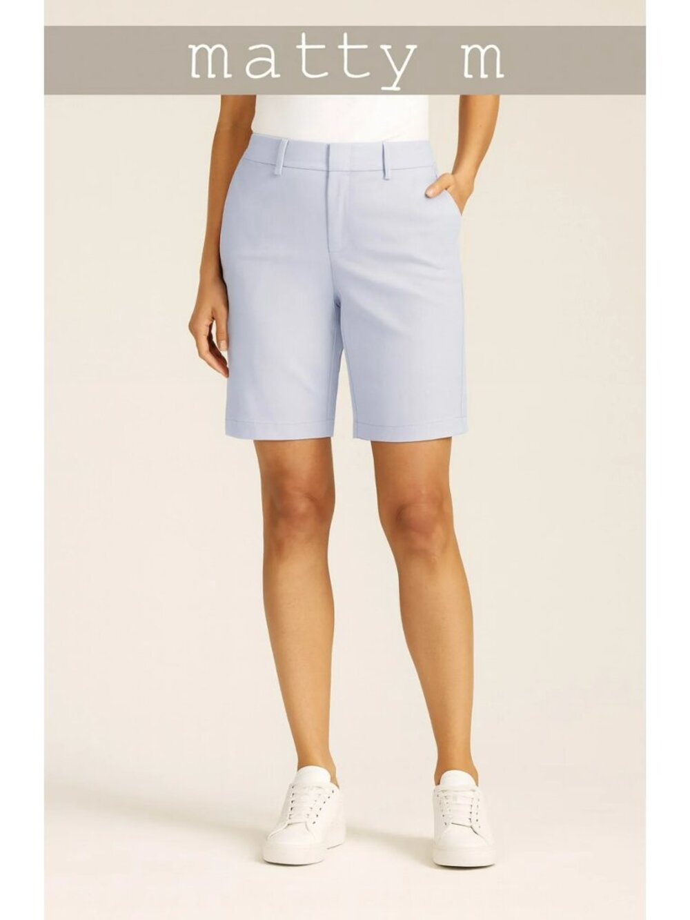 Matty M Women’s Bermuda Shorts XXL - Blue - NWT - Stretch Chino Mid Rise Casual